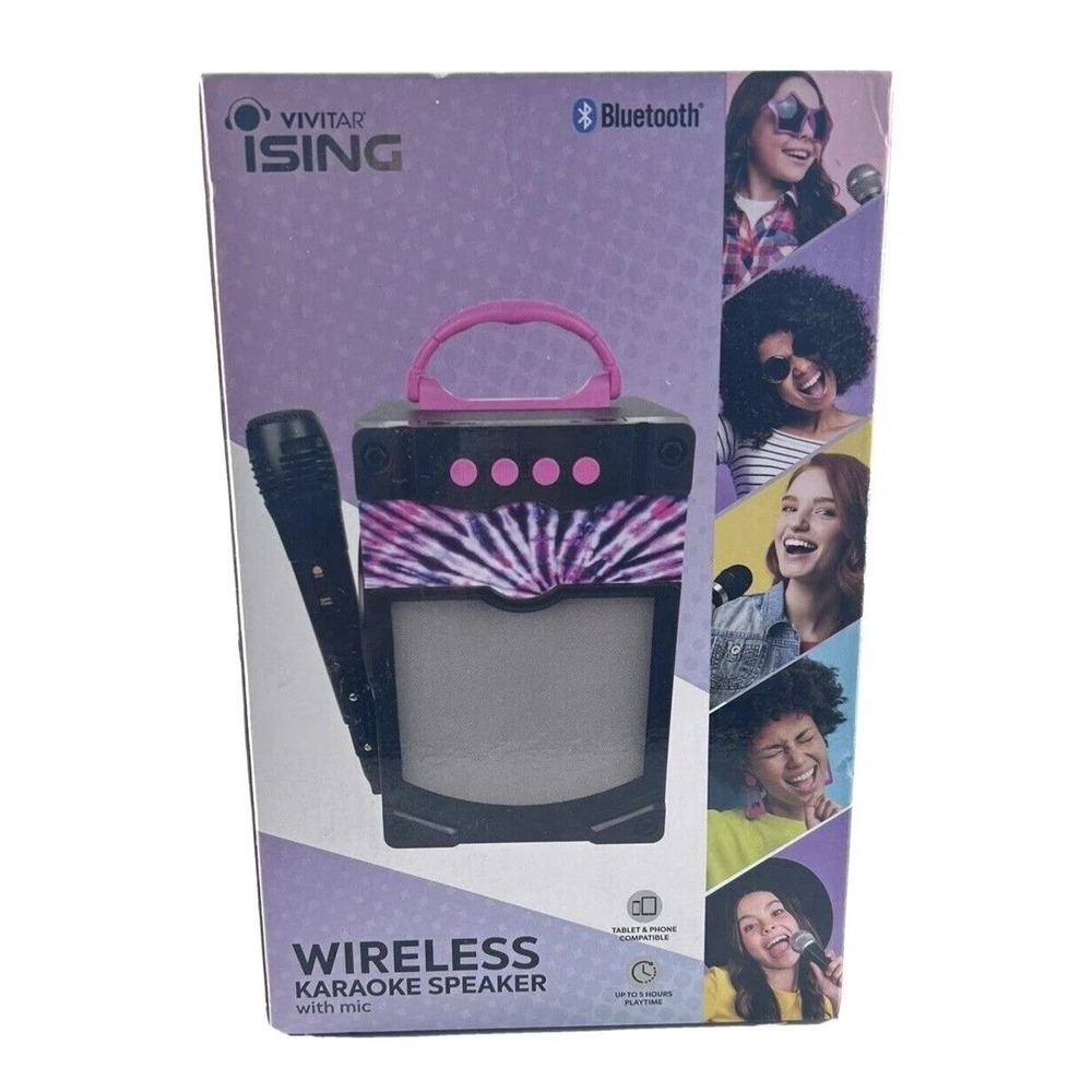 Vivitar iSing Wireless‎ Bluetooth Karaoke Speaker w/ Microphone Pink Black NEW
